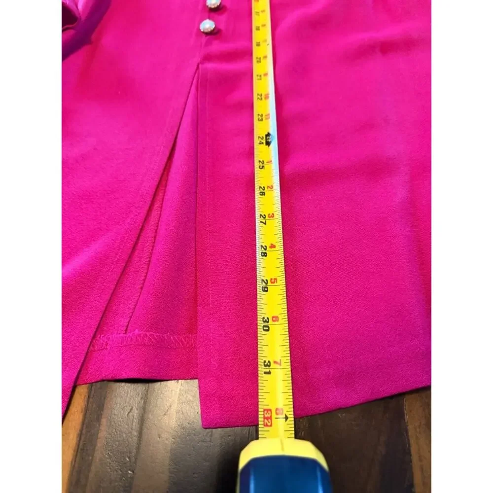 Vintage Dawn Joy Fashions 2-Piece Skirt Suit Pink Fuchsia Pearl Buttons
